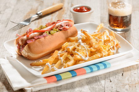 Hot Dog con patatas Airfryer Julienne gratinadas